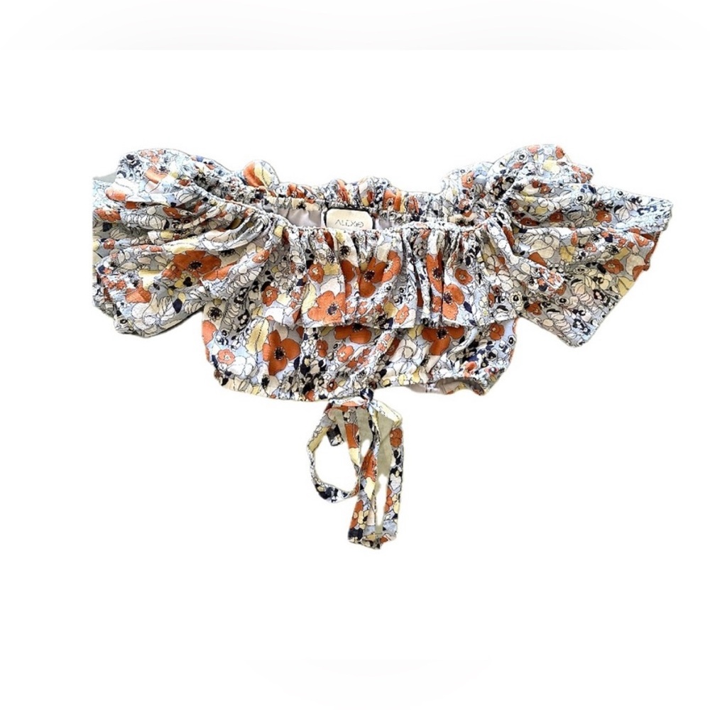 Alexis Multicolor Floral Off-Shoulder Adona Crop Top Sz. Medium - Picture 4 of 5